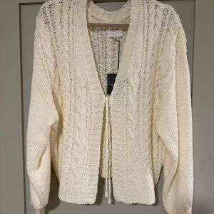 Le Lis Women's Ivory Cable Knit Cardigan